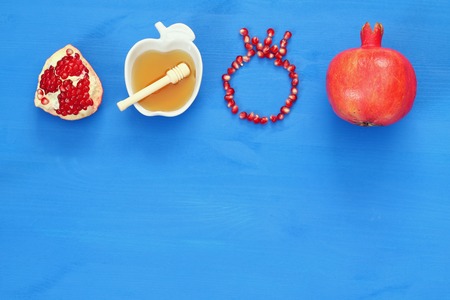 Rosh hashanah (jewish New Year holiday) concept. Traditional symbols.の写真素材