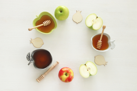 Rosh hashanah (jewish New Year holiday) concept. Traditional symbols.の写真素材