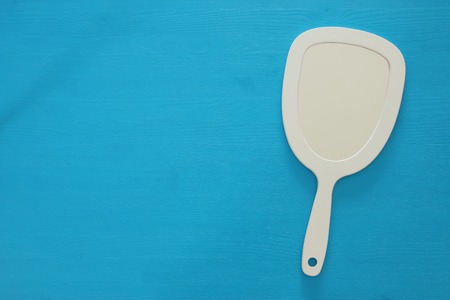 Top view image of vintage hand mirror.の写真素材