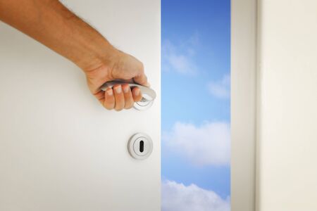 image of open door to the blue sky.