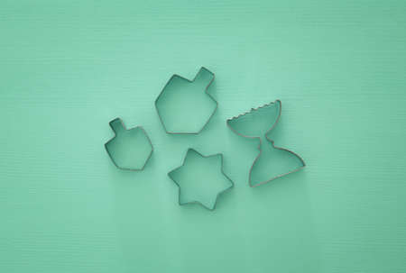 jewish holiday Hanukkah image background with traditional Cookie cuts.の写真素材