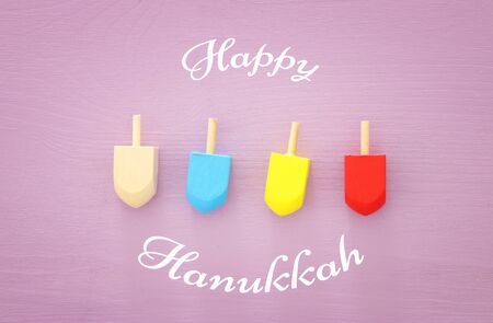 jewish holiday Hanukkah image background with traditional spinnig top.