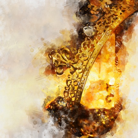 watercolor style and abstract image of beautiful queen/king crown. fantasy medieval periodの写真素材