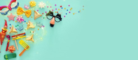 Purim celebration concept (jewish carnival holiday). Top viewの写真素材