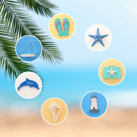 nautical collage with sea life style objectsの写真素材