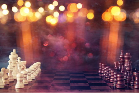 abstract Image of chess board game. Business, competition, strategy, leadership and success conceptの写真素材