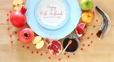 Rosh hashanah (jewish New Year holiday) concept. Traditional symbolsの写真素材