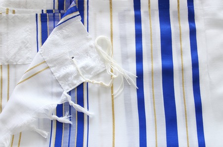 White Prayer Shawl - Tallit, jewish religious symbol