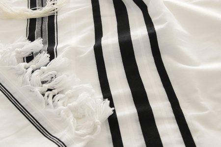 White Prayer Shawl - Tallit, jewish religious symbol