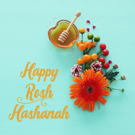 Rosh hashanah (jewish New Year holiday) concept. Traditional symbolsの写真素材