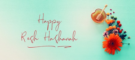 Rosh hashanah (jewish New Year holiday) concept. Traditional symbolsの写真素材