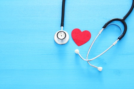 Image of heart and stethoscope. Medical conceptの写真素材