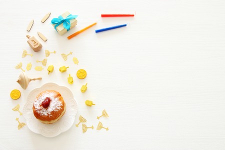 Top view image of jewish holiday Hanukkah backgroundの写真素材