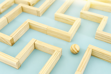 concept photo of standing in a maze and looking for the best way or solutionの写真素材