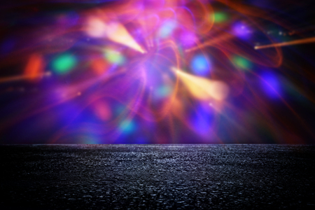 Spotlight over concrete floor. Dark black background