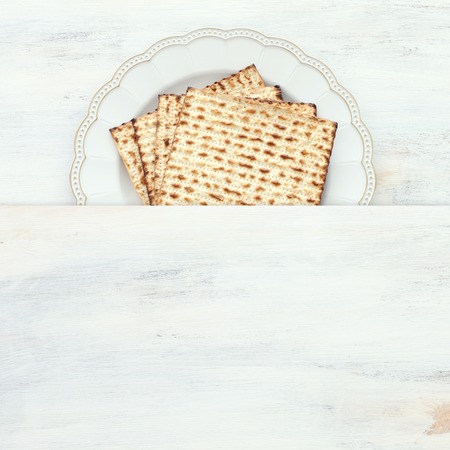 Pesah celebration concept (Jewish Passover holiday). Top view, flat lay
