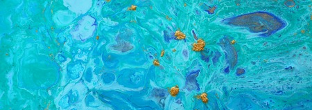 Abstract marbleized effect background. Blue creative colors. Beautiful paint with the addition of...