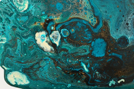 Abstract marbleized effect background. Blue creative colors. Beautiful paint with the addition of...