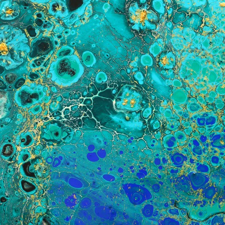 Abstract marbleized effect background. Blue creative colors. Beautiful paint with the addition of...