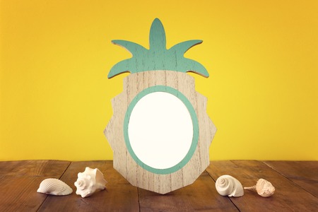Empty photo pineapple shape frame. For photography and scrapbook montage