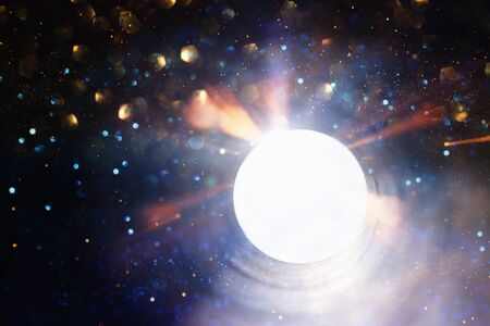 Concept photo of seeing the light at the end of the tunnel. Sci-fi or mysteryの写真素材