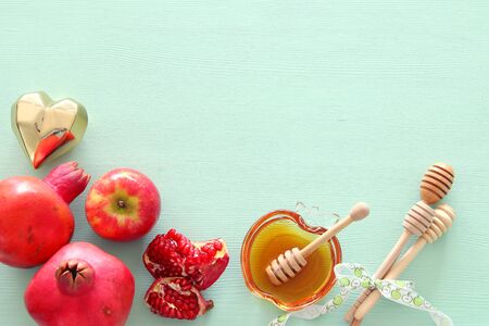 Religion image of Rosh hashanah (Jewish New Year holiday) concept. Traditional symbolsの写真素材