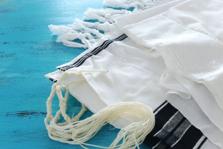 religion concept of White Prayer Shawl - Tallit, jewish religious symbolの写真素材