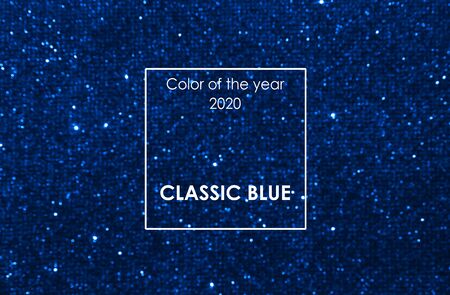 glitter classic blue lights background. de-focused. color of the year 2020の写真素材