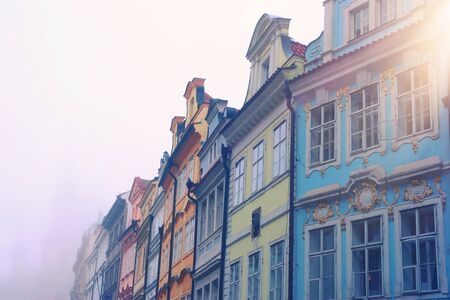 Prague with old beautiful houses in the winter