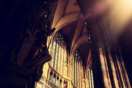 Inside view of Prague cathedralの写真素材