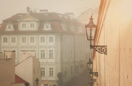 Prague with old beautiful houses in the winter