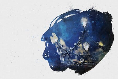 watercolor style and abstract image of beautiful queen/king crown. fantasy medieval periodの写真素材