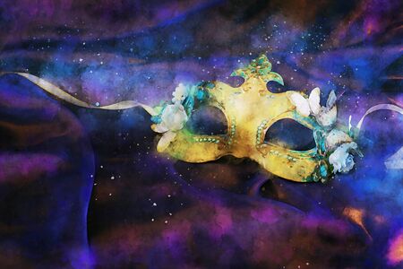 watercolor style and abstract image of elegant venetian, mardi gras maskの写真素材