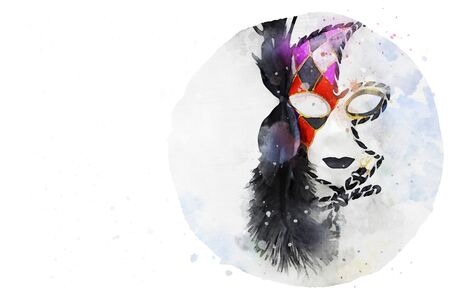 watercolor style and abstract image of elegant venetian, mardi gras maskの写真素材