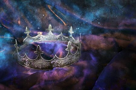 watercolor style and abstract image of beautiful queen/king crown. fantasy medieval periodの写真素材