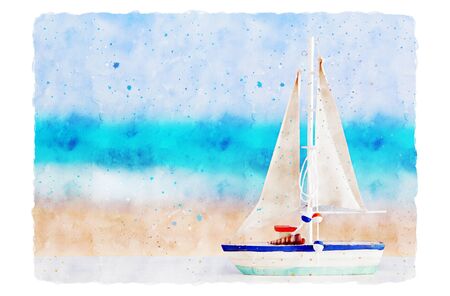 abstract watercolor style image of nautical concept with old boat