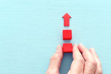 Business leadership concept, red arrow leader with group of followersの写真素材