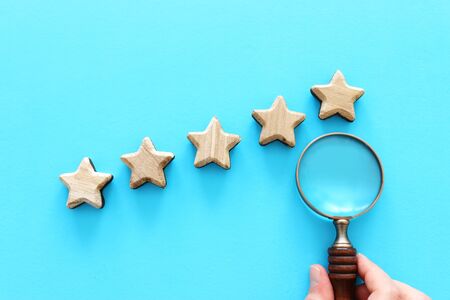 concept image of setting a five star goal. increase rating or ranking, evaluation and classification...