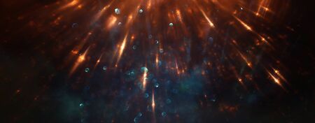 background of abstract glitter lights. gold, blue and black. de focused