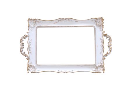 Vintage tray isolated on white backgroundの写真素材