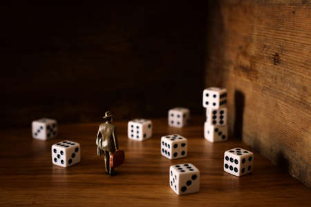 A surrealistic image of a man facing a dead end after trying his luck and encountering a problem....