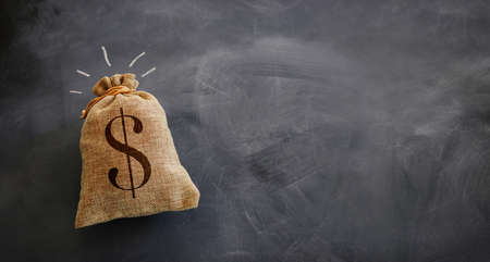 Business Concept of Success, Best Investment and reward for Performance. Money Bag with dollar sign