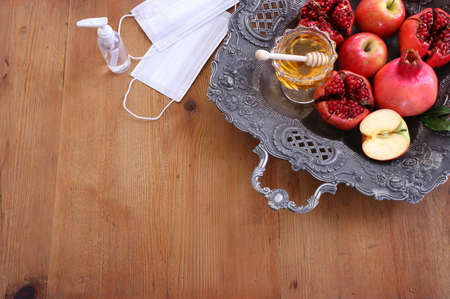 religion image of Rosh hashanah (jewish New Year holiday) concept. Traditional symbols