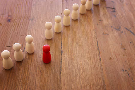 business concept image of people figures over wooden table, human resources and management concept