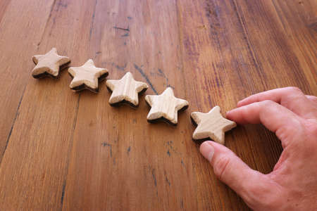concept image of setting a five star goal. increase rating or ranking, evaluation and classification...