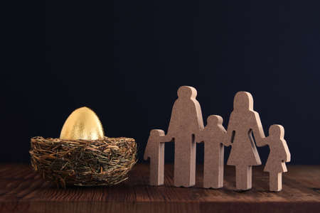golden egg in nest. Concept of investments, savings and pensions