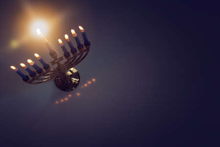 Religion image of jewish holiday Hanukkah background with menorah (traditional candelabra) and...