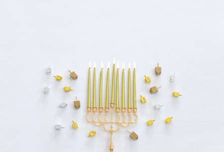 Image of jewish holiday Hanukkah with menorah (traditional Candelabra)