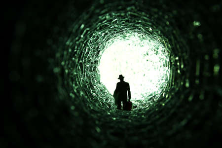 concept image of seeing the Light at the End of the Tunnel. sci fi or mysteryの写真素材