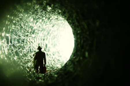 concept image of seeing the Light at the End of the Tunnel. sci fi or mysteryの写真素材